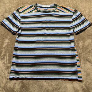 Untouched World Men’s Striped Cotton Tee Shirt Large New Zealand Crewneck